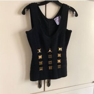 Herve Leger Black Top with Gold Accents XS